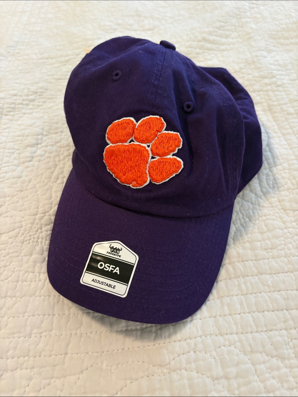 Clemson Tigers Purple Baseball Cap with Orange Paw Patch - Adjustable
